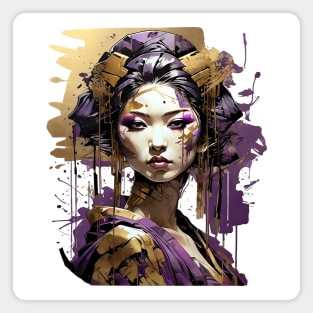 Purple Geisha with gold ornaments Magnet